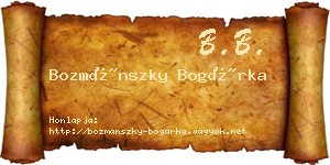 Bozmánszky Bogárka névjegykártya